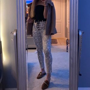 snake print leather pants